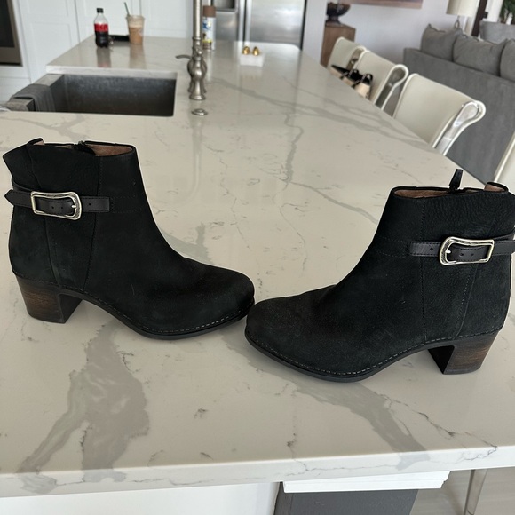 Dansko • Black Heel Booties • Suede + Leather - Picture 1 of 6